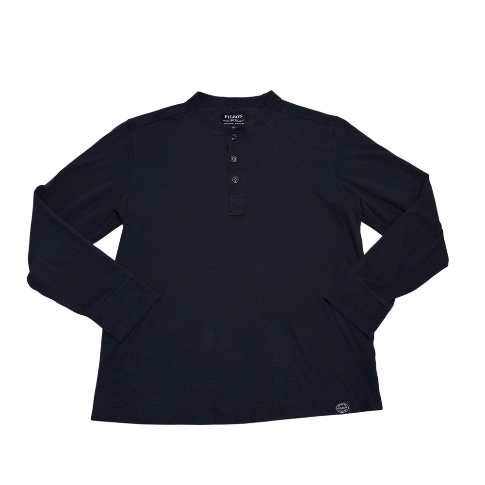 Filson Double Layer Henley Shirt Mens L Navy Long Sleeve Thermal Outdoor Utility